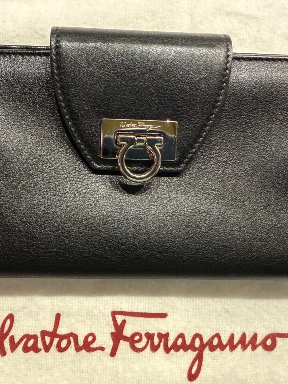 Salvatore Ferragamo Shoulder Bag with Gancini Clasp (Matching Wallet Included)